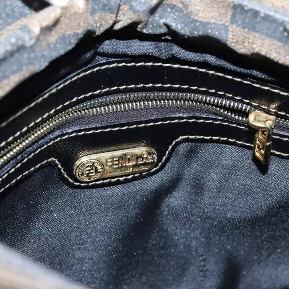 FENDI Pecan Canvas Hand Bag 2way Brown Black - Picture 11 of 16